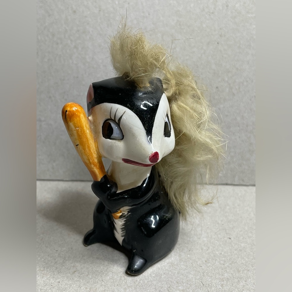 Empress Porcelain Skunk Furry Head & Tail Anthromorphic Curly Lashes Kitschy Eye